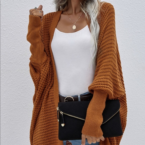 Bat Sleeves Loose Fit Cardigan Caramel - Picture 2 of 7